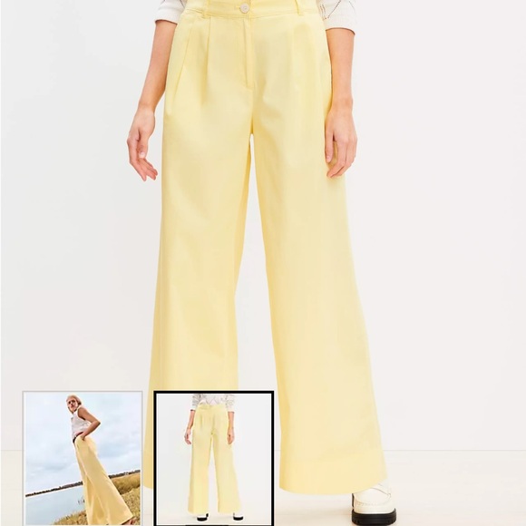 NWT Loft Wide Leg Pants in “Lemon Squeeze” color - Picture 2 of 5